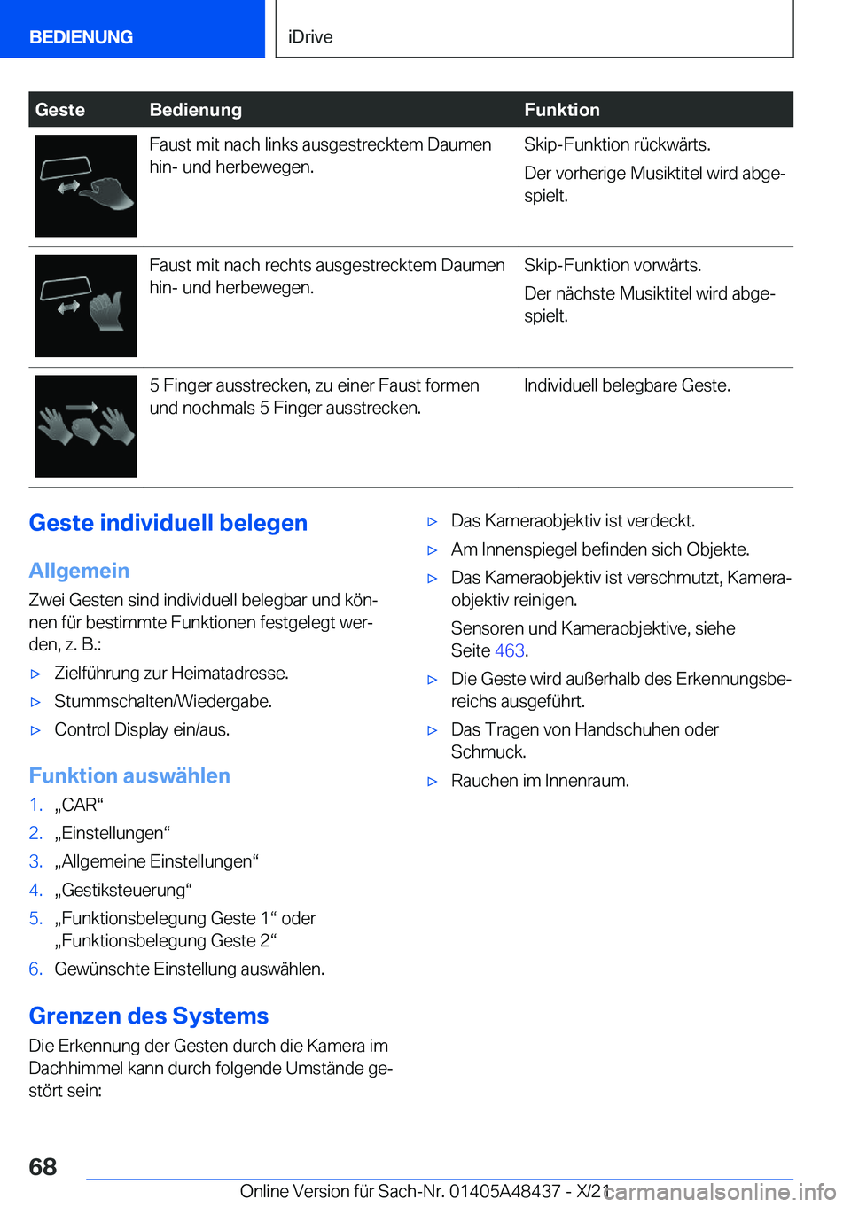 BMW X7 2022  Betriebsanleitungen (in German) �G�e�s�t�e�B�e�d�i�e�n�u�n�g�F�u�n�k�t�i�o�n�F�a�u�s�t��m�i�t��n�a�c�h��l�i�n�k�s��a�u�s�g�e�s�t�r�e�c�k�t�e�m��D�a�u�m�e�n
�h�i�n�-��u�n�d��h�e�r�b�e�w�e�g�e�n�.�S�k�i�p�-�F�u�n�k�t�i�o�n��r�