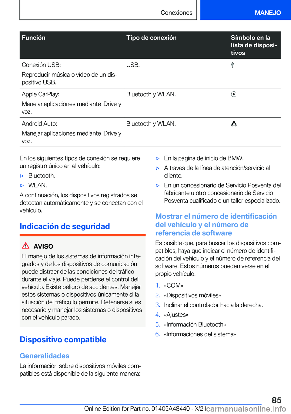 BMW X7 2022  Manuales de Empleo (in Spanish) �F�u�n�c�i�