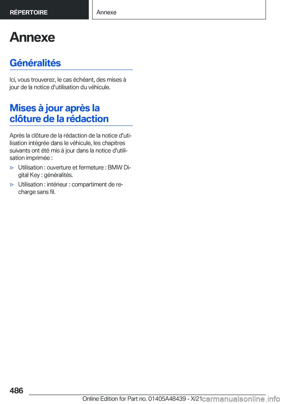 BMW X7 2022  Notices Demploi (in French) �A�n�n�e�x�e�G�é�n�é�r�a�l�i�t�é�s
�I�c�i�,��v�o�u�s��t�r�o�u�v�e�r�e�z�,��l�e��c�a�s��é�c�h�é�a�n�t�,��d�e�s��m�i�s�e�s��