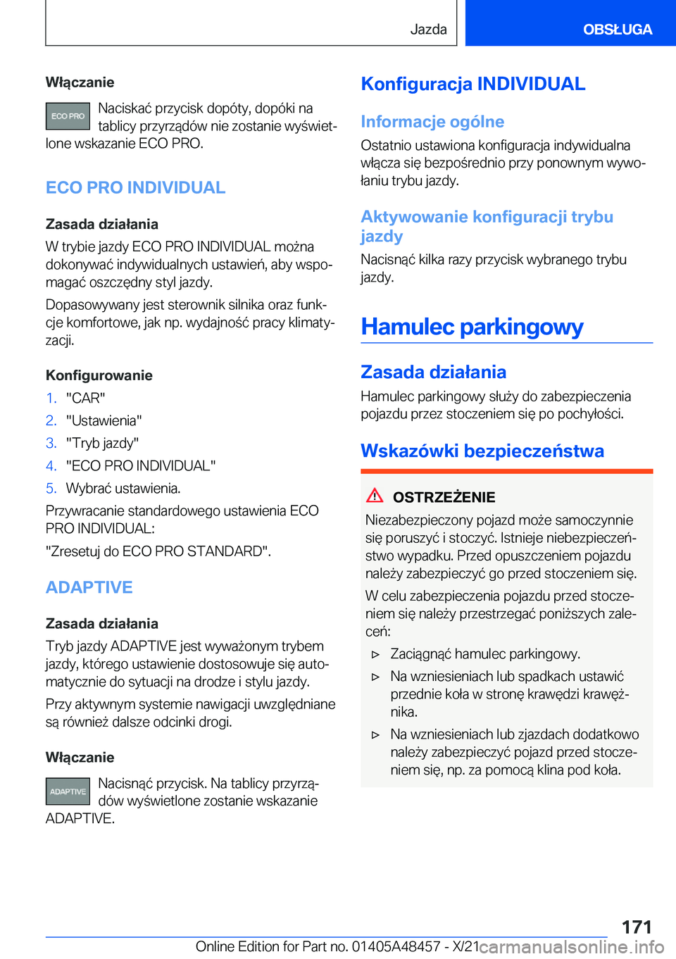 BMW X7 2022  Instrukcja obsługi (in Polish) �W�ł�ą�c�z�a�n�i�e�N�a�c�i�s�k�a�