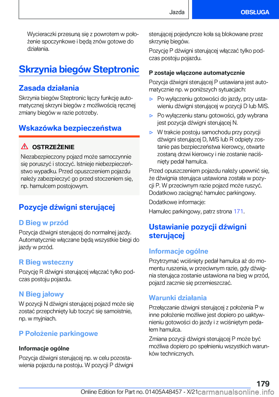 BMW X7 2022  Instrukcja obsługi (in Polish) �W�y�c�i�e�r�a�c�z�k�i��p�r�z�e�s�u�n�