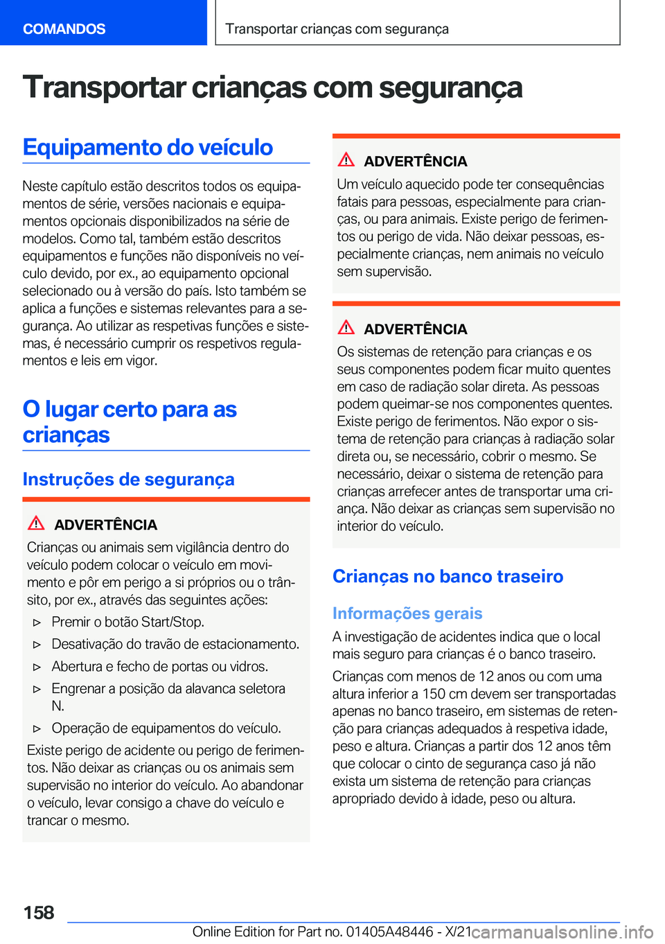 BMW X7 2022  Manual do condutor (in Portuguese) �T�r�a�n�s�p�o�r�t�a�r��c�r�i�a�n�