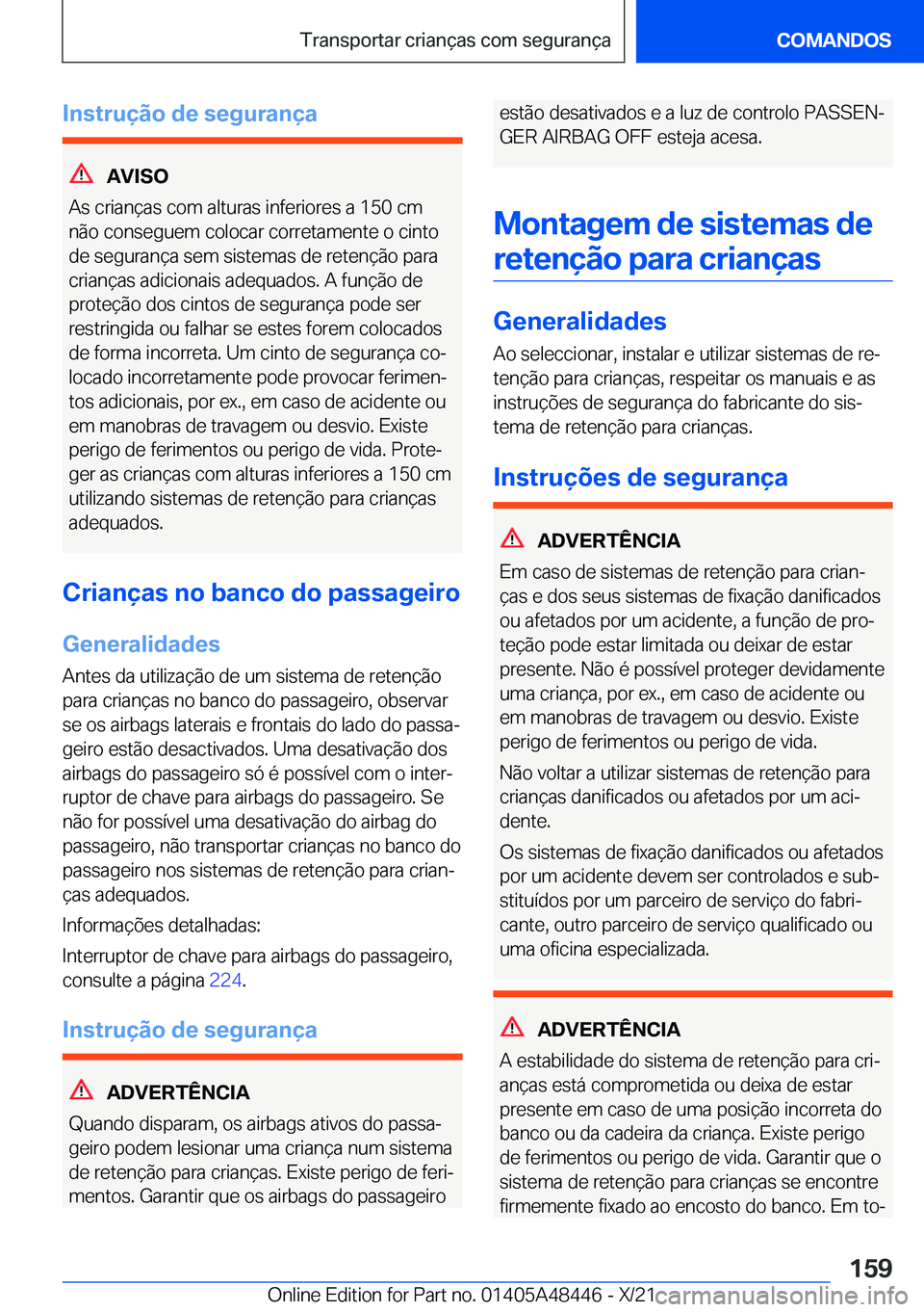BMW X7 2022  Manual do condutor (in Portuguese) �I�n�s�t�r�u�