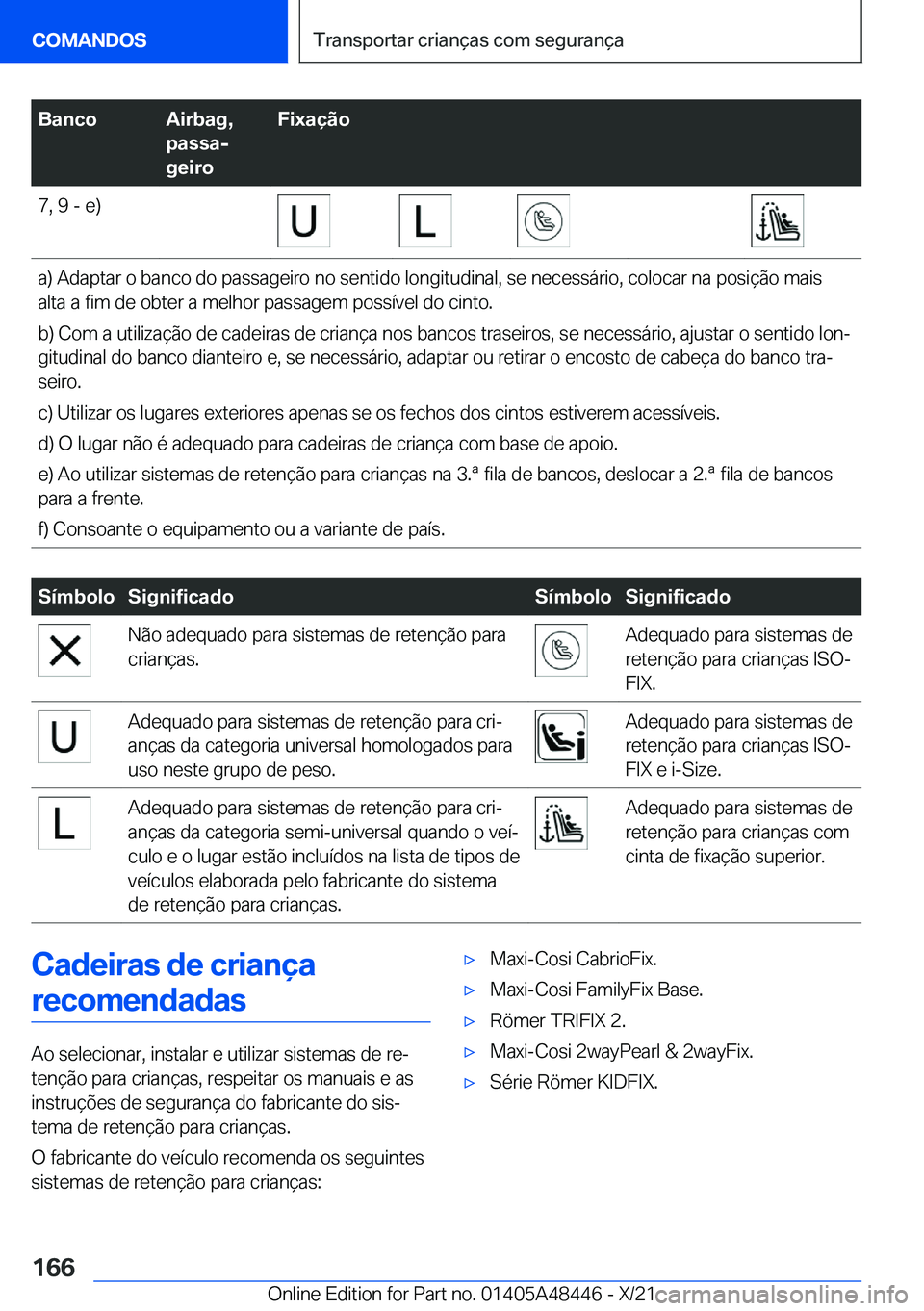 BMW X7 2022  Manual do condutor (in Portuguese) �B�a�n�c�o�A�i�r�b�a�g�,
�p�a�s�s�aj
�g�e�i�r�o�F�i�x�a�