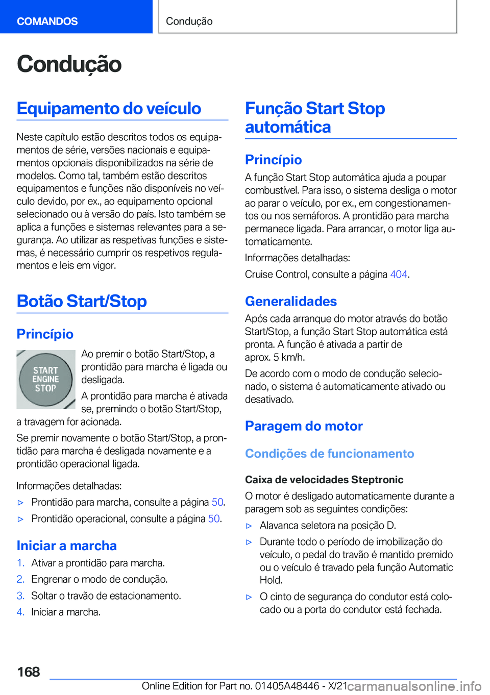 BMW X7 2022  Manual do condutor (in Portuguese) �C�o�n�d�u�