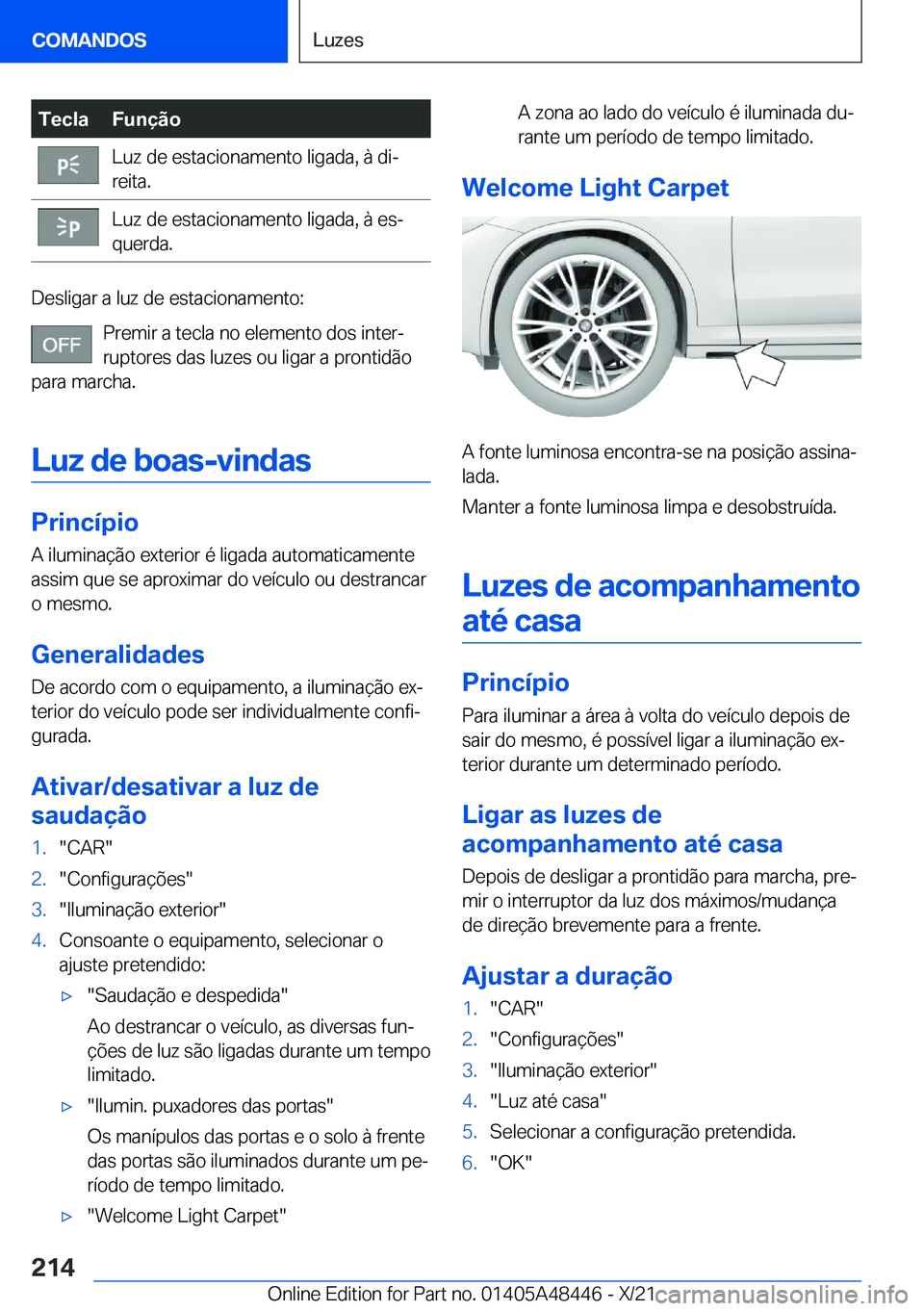 BMW X7 2022  Manual do condutor (in Portuguese) �T�e�c�l�a�F�u�n�