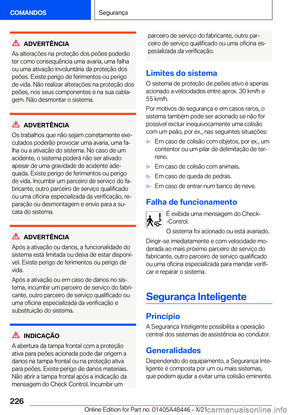 BMW X7 2022  Manual do condutor (in Portuguese) �A�D�V�E�R�T�