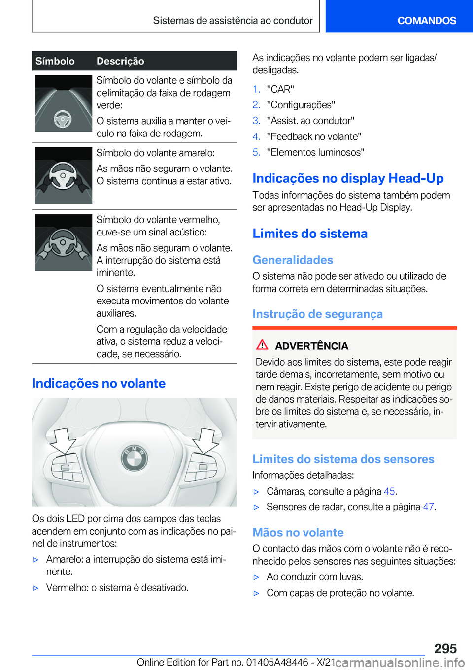 BMW X7 2022  Manual do condutor (in Portuguese) �S�