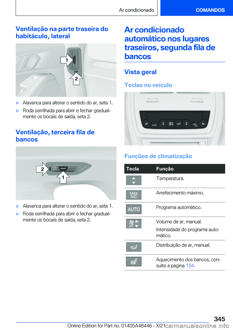 BMW X7 2022  Manual do condutor (in Portuguese) �V�e�n�t�i�l�a�
