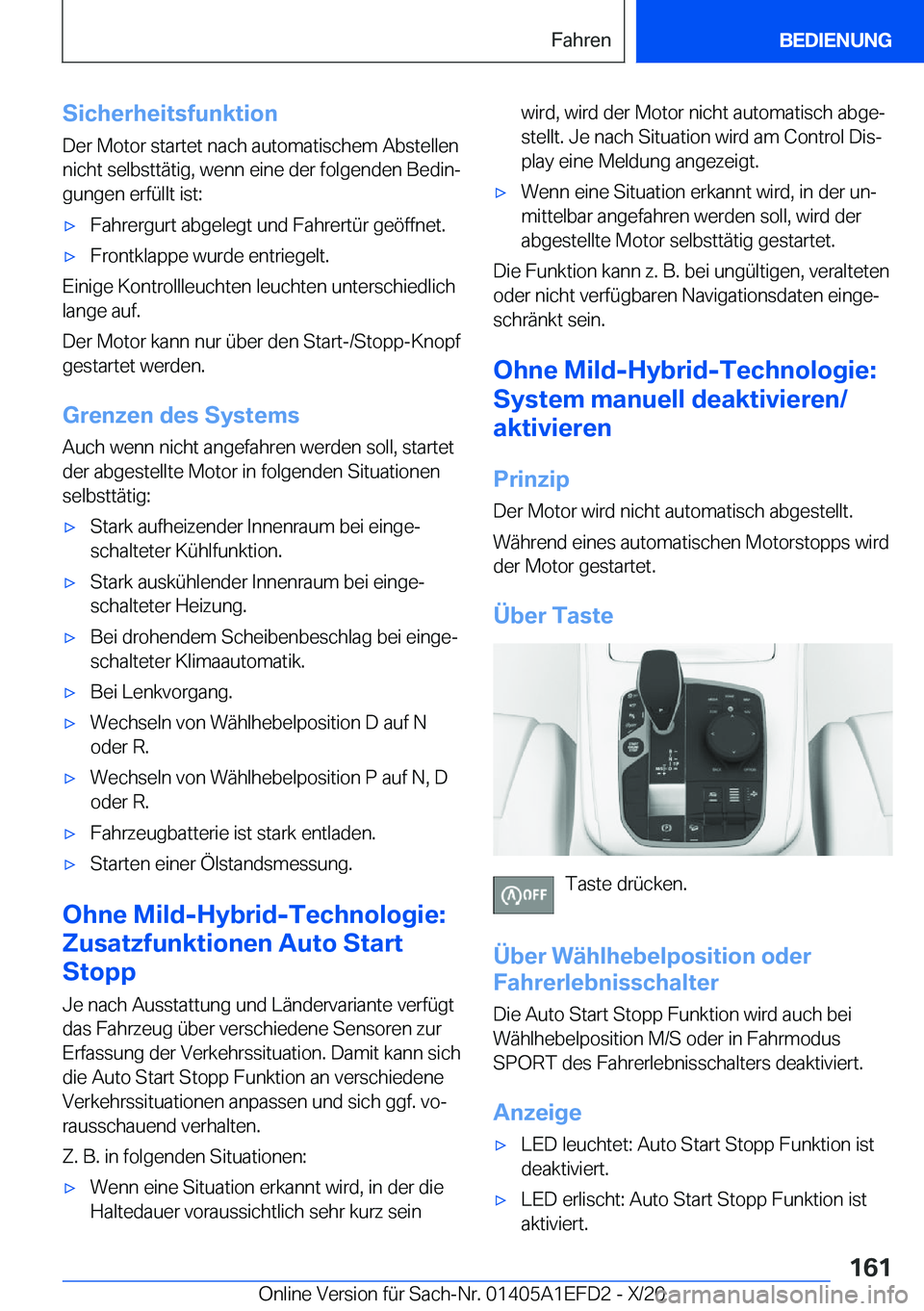BMW X7 2021  Betriebsanleitungen (in German) �S�i�c�h�e�r�h�e�i�t�s�f�u�n�k�t�i�o�n�D�e�r��M�o�t�o�r��s�t�a�r�t�e�t��n�a�c�h��a�u�t�o�m�a�t�i�s�c�h�e�m��A�b�s�t�e�l�l�e�n�n�i�c�h�t��s�e�l�b�s�t�t�
