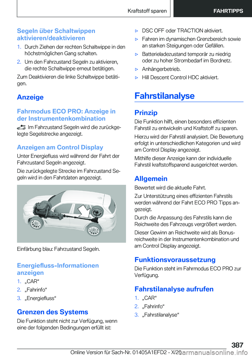 BMW X7 2021  Betriebsanleitungen (in German) �S�e�g�e�l�n��