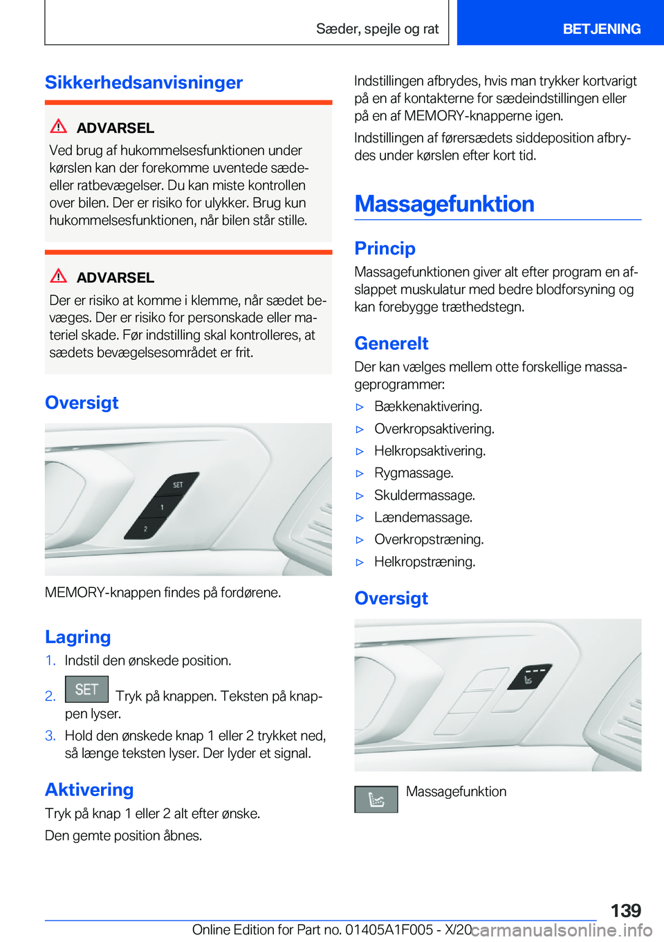 BMW X7 2021  InstruktionsbØger (in Danish) �S�i�k�k�e�r�h�e�d�s�a�n�v�i�s�n�i�n�g�e�r
�A�D�V�A�R�S�E�L
�V�e�d��b�r�u�g��a�f��h�u�k�o�m�m�e�l�s�e�s�f�u�n�k�t�i�o�n�e�n��u�n�d�e�r �k�