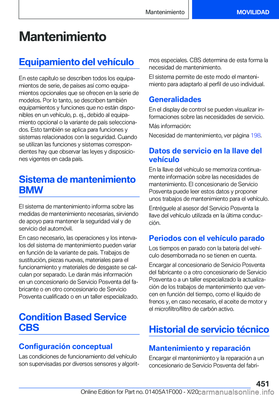 BMW X7 2021  Manuales de Empleo (in Spanish) �M�a�n�t�e�n�i�m�i�e�n�t�o�E�q�u�i�p�a�m�i�e�n�t�o��d�e�l��v�e�h�