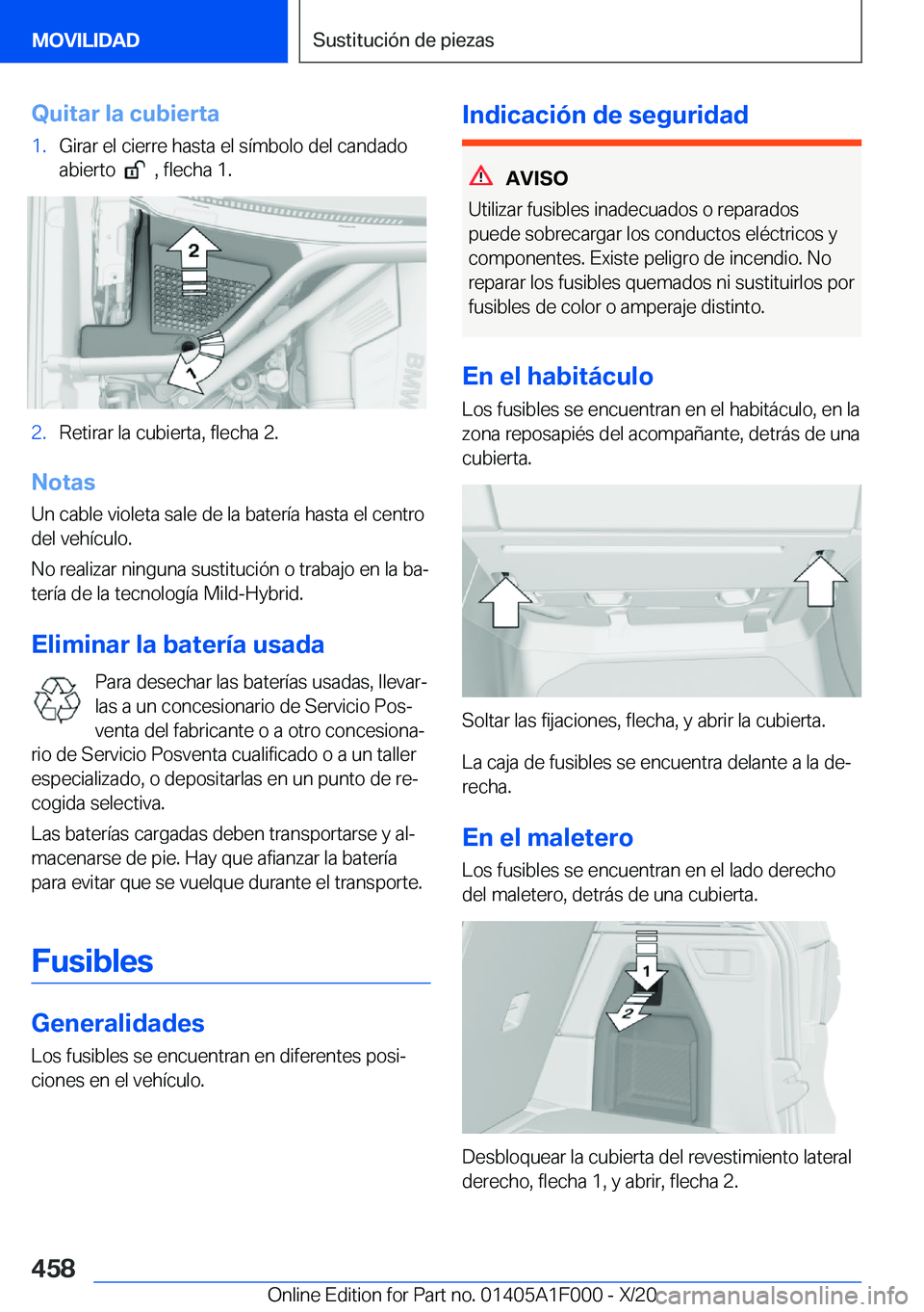 BMW X7 2021  Manuales de Empleo (in Spanish) �Q�u�i�t�a�r��l�a��c�u�b�i�e�r�t�a�1�.�G�i�r�a�r��e�l��c�i�e�r�r�e��h�a�s�t�a��e�l��s�