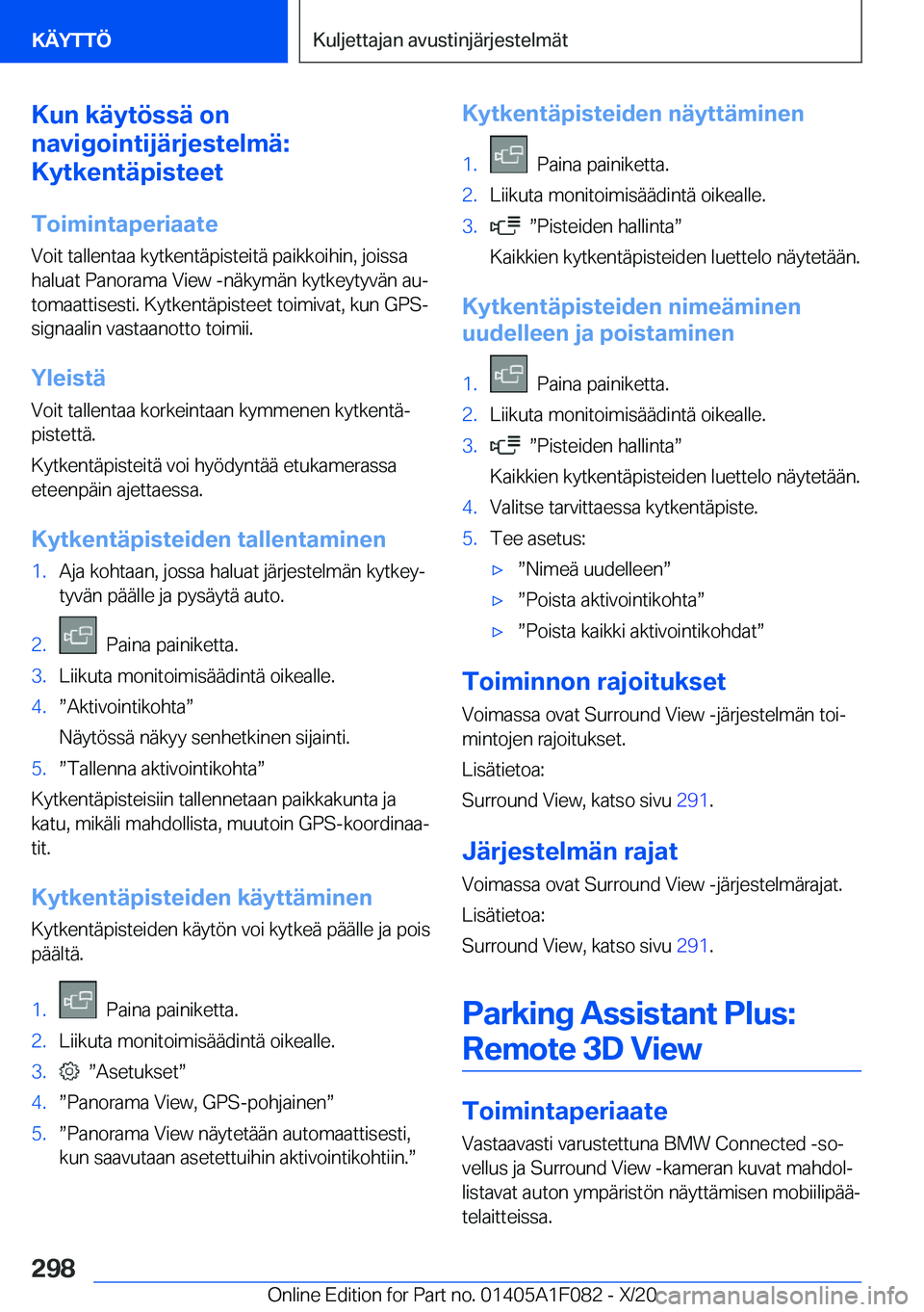 BMW X7 2021  Omistajan Käsikirja (in Finnish) �K�u�n��k�
