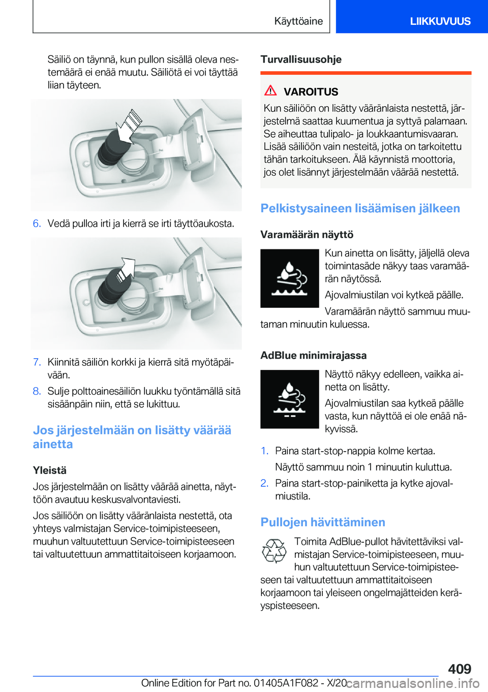 BMW X7 2021  Omistajan Käsikirja (in Finnish) �S�