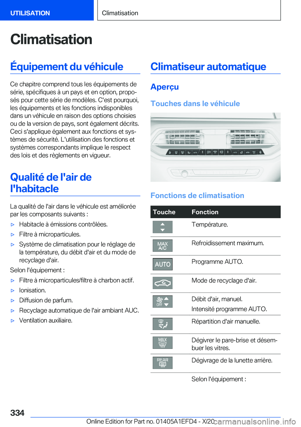 BMW X7 2021  Notices Demploi (in French) �C�l�i�m�a�t�i�s�a�t�i�o�n�