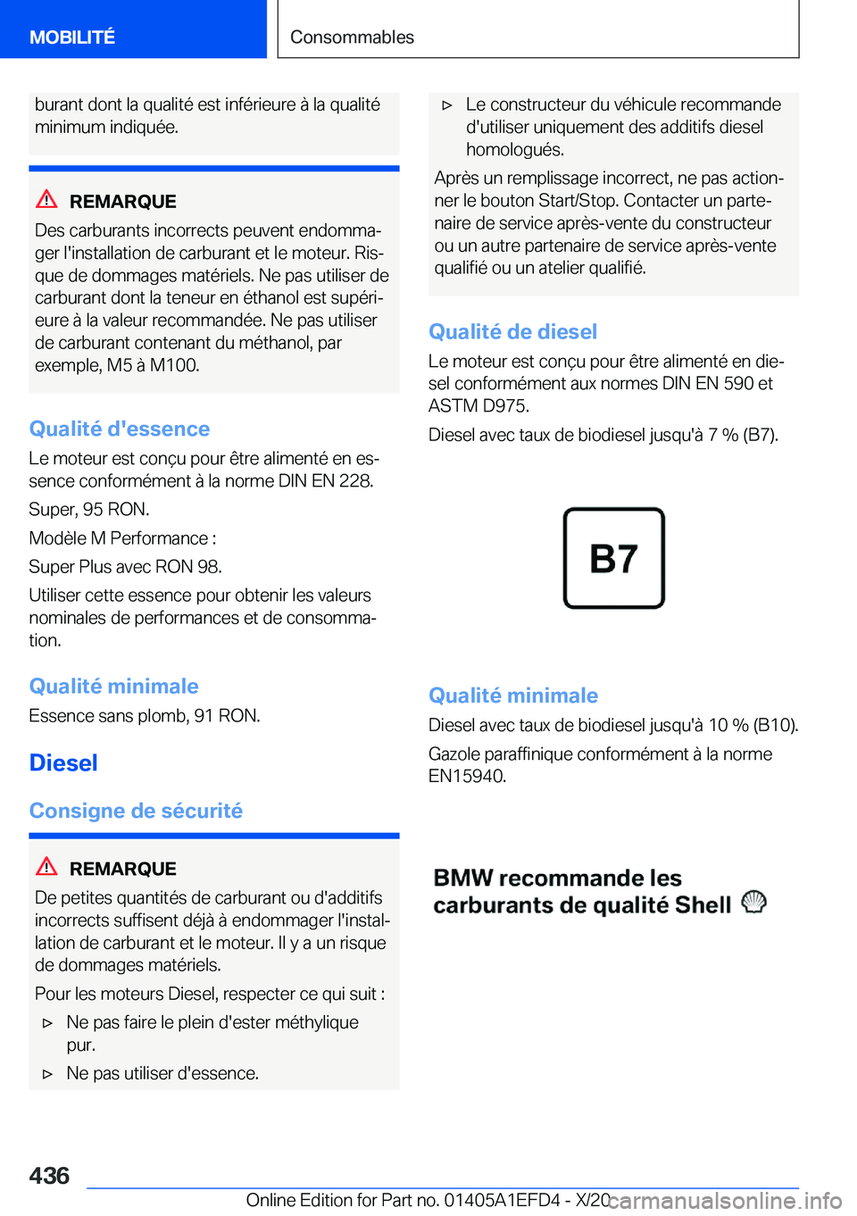 BMW X7 2021  Notices Demploi (in French) �b�u�r�a�n�t��d�o�n�t��l�a��q�u�a�l�i�t�é��e�s�t��i�n�f�é�r�i�e�u�r�e��