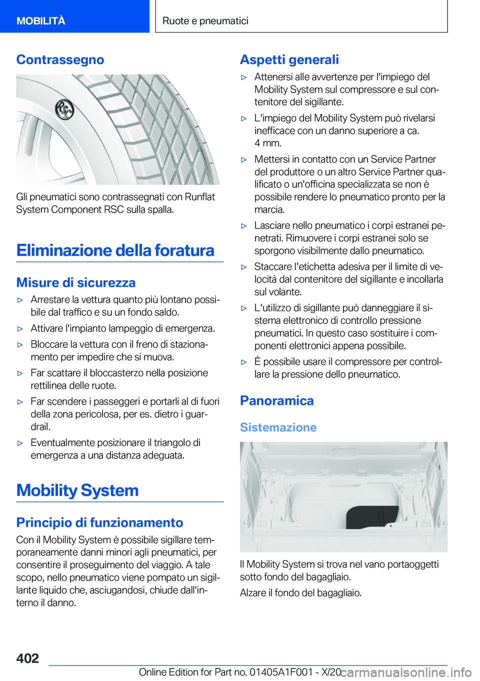 BMW X7 2021  Libretti Di Uso E manutenzione (in Italian) �C�o�n�t�r�a�s�s�e�g�n�o
�G�l�i��p�n�e�u�m�a�t�i�c�i��s�o�n�o��c�o�n�t�r�a�s�s�e�g�n�a�t�i��c�o�n��R�u�n�f�l�a�t
�S�y�s�t�e�m��C�o�m�p�o�n�e�n�t��R�S�C��s�u�l�l�a��s�p�a�l�l�a�.
�E�l�i�m�i�n�