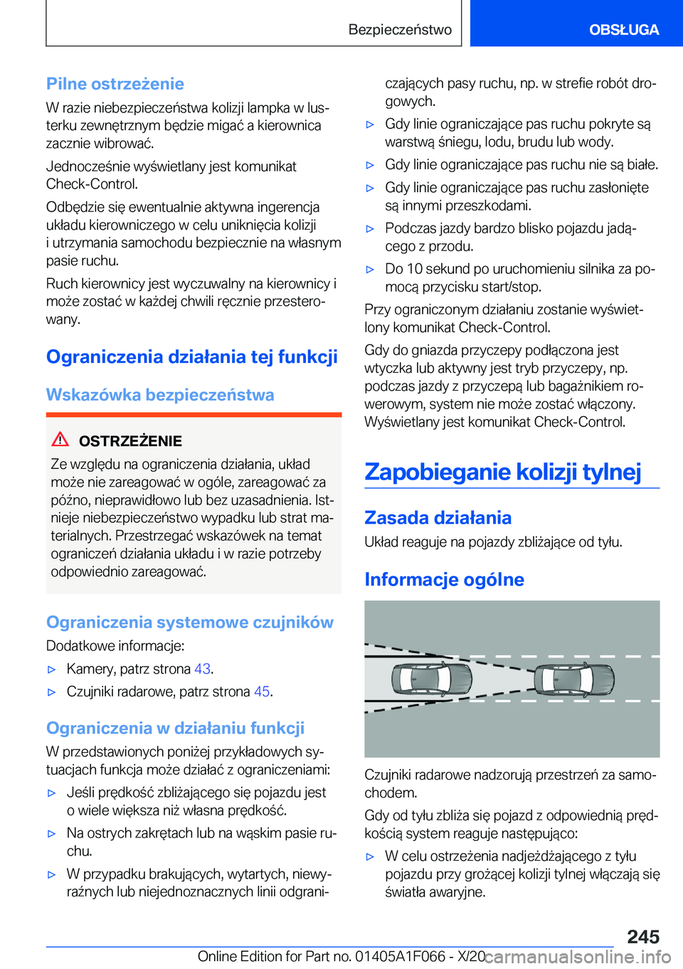 BMW X7 2021  Instrukcja obsługi (in Polish) �P�i�l�n�e��o�s�t�r�z�e9�e�n�i�e
�W��r�a�z�i�e��n�i�e�b�e�z�p�i�e�c�z�e�