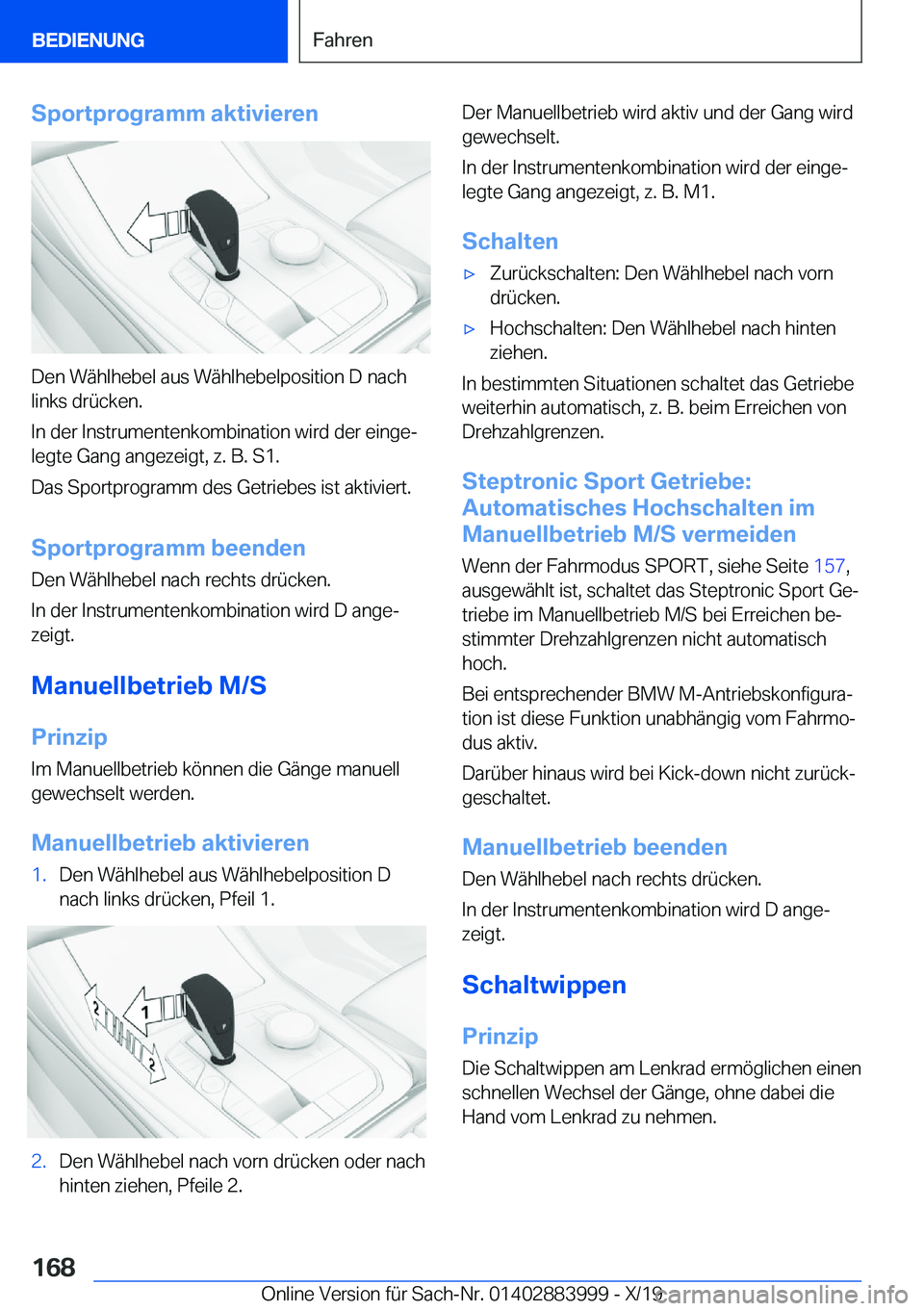 BMW X7 2020  Betriebsanleitungen (in German) �S�p�o�r�t�p�r�o�g�r�a�m�m��a�k�t�i�v�i�e�r�e�n
�D�e�n��W�