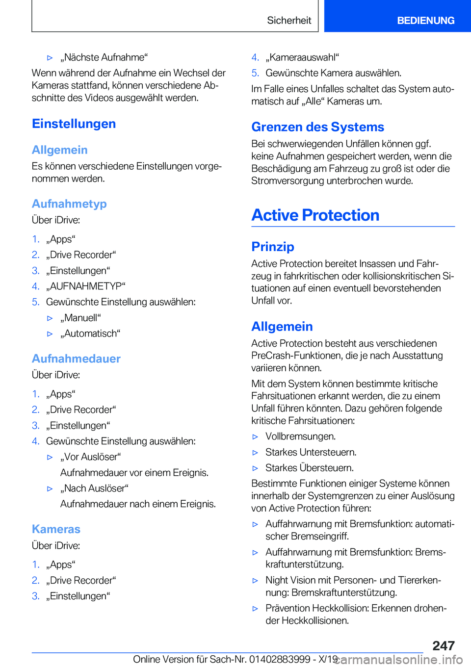 BMW X7 2020  Betriebsanleitungen (in German) xx�N�