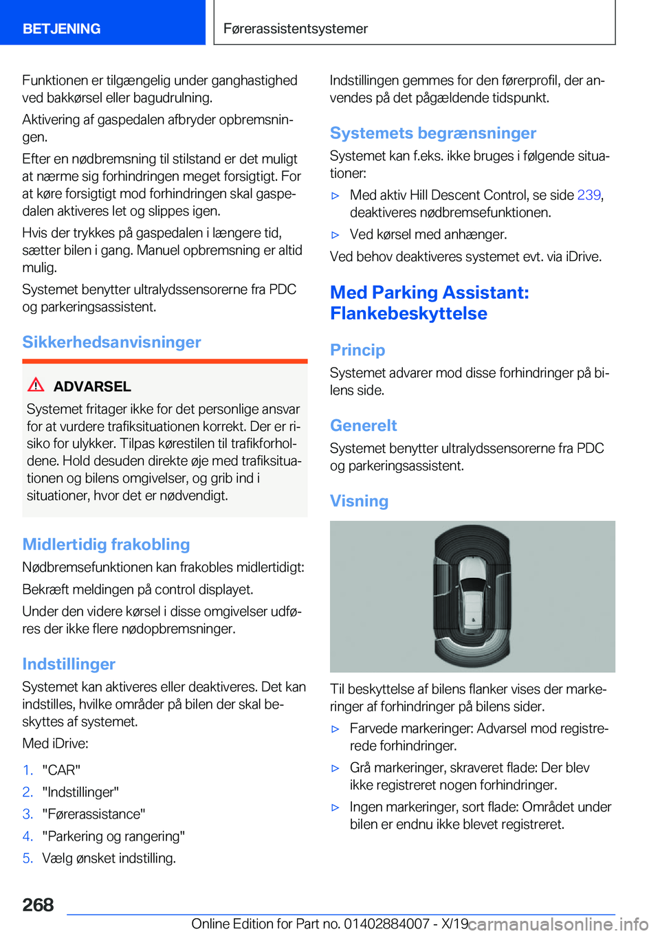 BMW X7 2020  InstruktionsbØger (in Danish) �F�u�n�k�t�i�o�n�e�n��e�r��t�i�l�g�æ�n�g�e�l�i�g��u�n�d�e�r��g�a�n�g�h�a�s�t�i�g�h�e�d
�v�e�d��b�a�k�k�