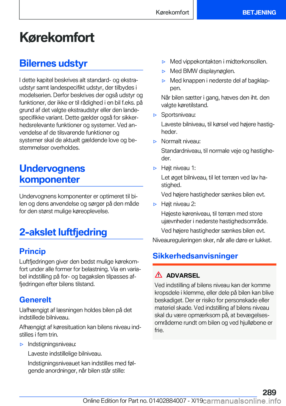 BMW X7 2020  InstruktionsbØger (in Danish) �K�