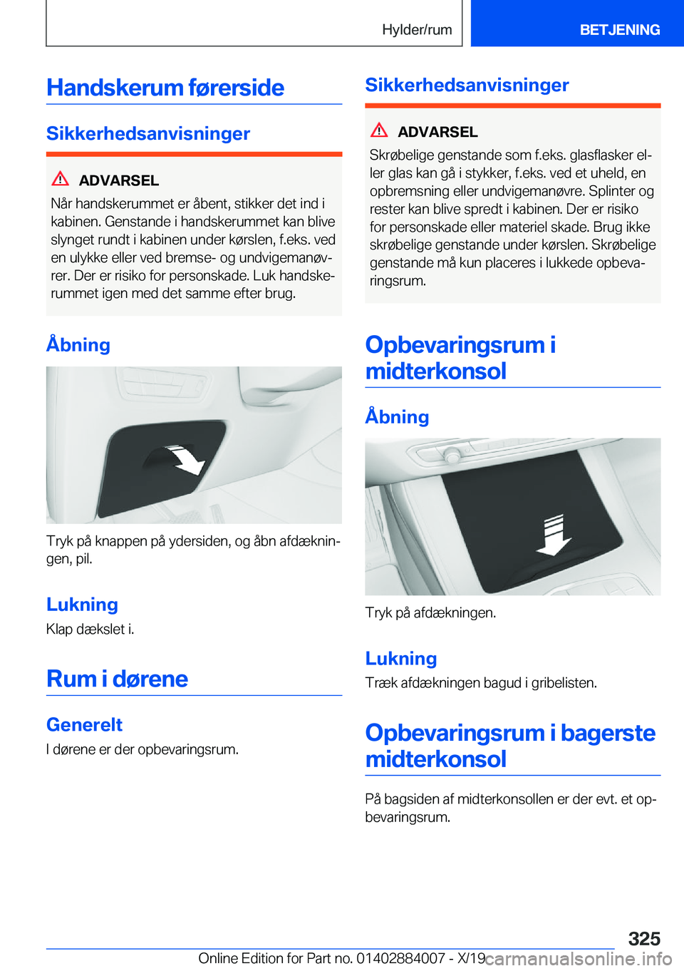 BMW X7 2020  InstruktionsbØger (in Danish) �H�a�n�d�s�k�e�r�u�m��f�