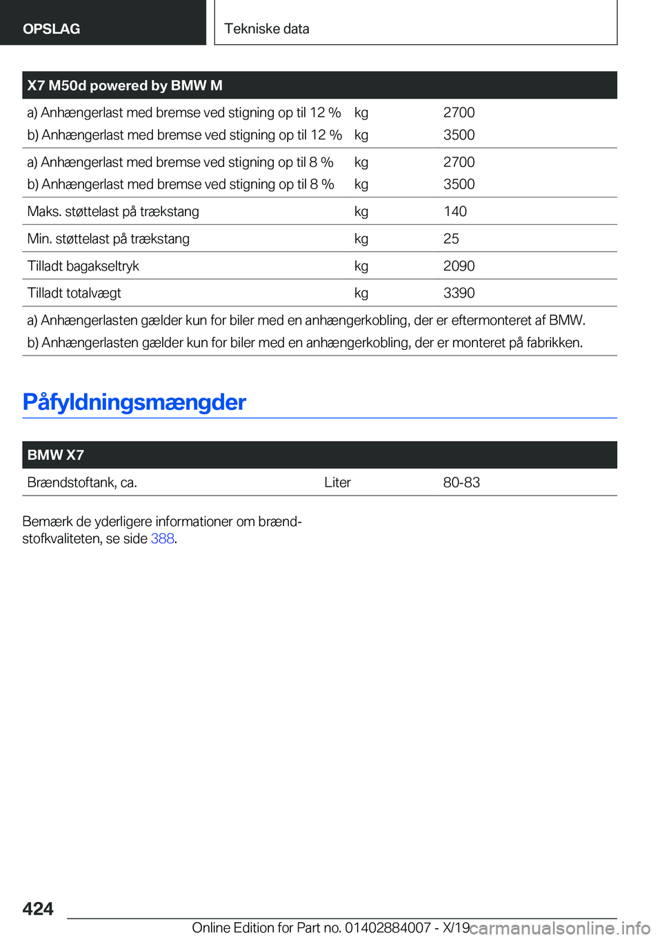 BMW X7 2020  InstruktionsbØger (in Danish) �X�7��M�5�0�d��p�o�w�e�r�e�d��b�y��B�M�W��M�a�)��A�n�h�æ�n�g�e�r�l�a�s�t��m�e�d��b�r�e�m�s�e��v�e�d��s�t�i�g�n�i�n�g��o�p��t�i�l��1�2��%�b�)��A�n�h�æ�n�g�e�r�l�a�s�t��m�e�d��b�r�e�m