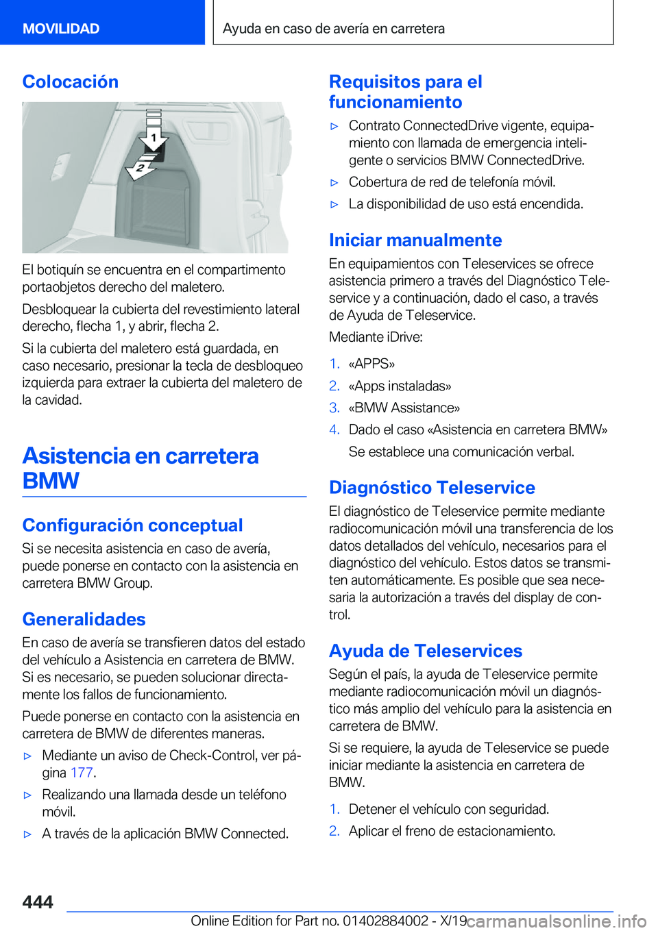 BMW X7 2020  Manuales de Empleo (in Spanish) �C�o�l�o�c�a�c�i�
