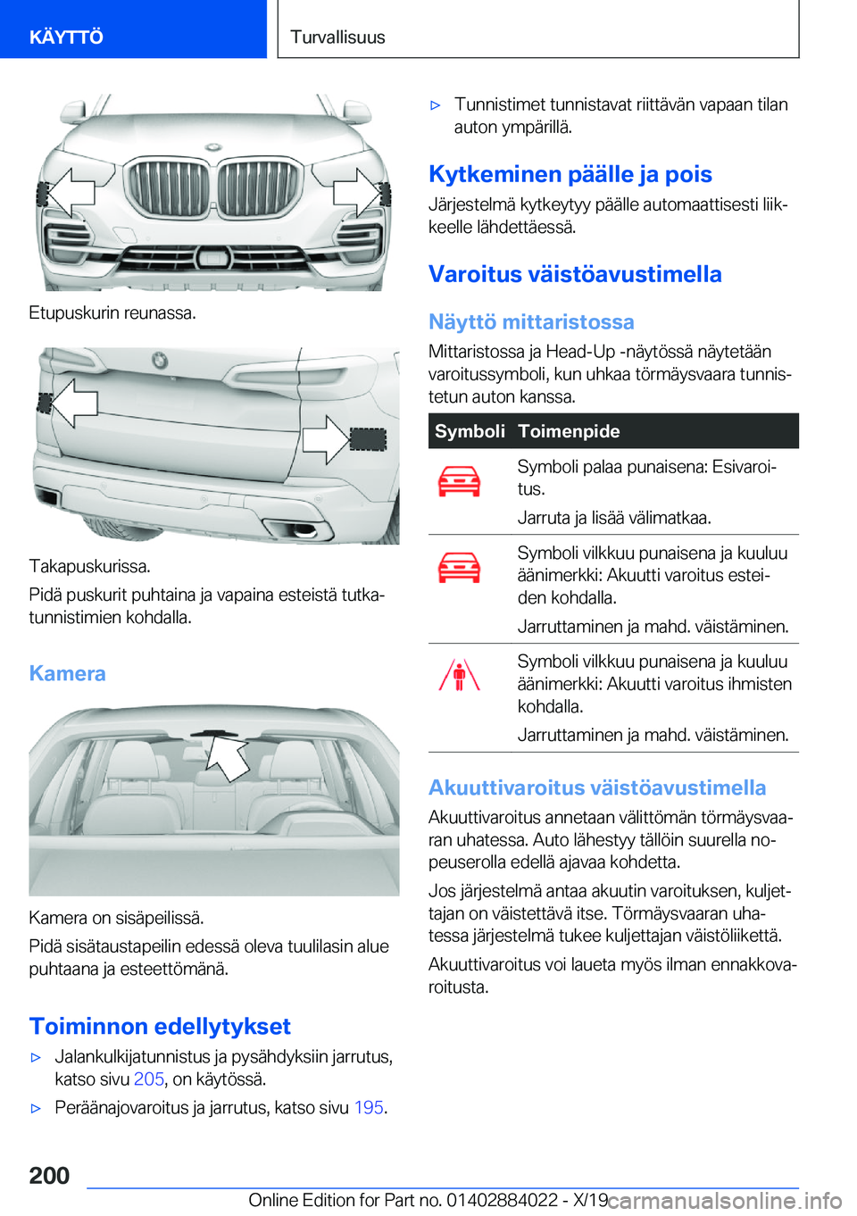 BMW X7 2020  Omistajan Käsikirja (in Finnish) �E�t�u�p�u�s�k�u�r�i�n��r�e�u�n�a�s�s�a�.
�T�a�k�a�p�u�s�k�u�r�i�s�s�a�.
�P�i�d�