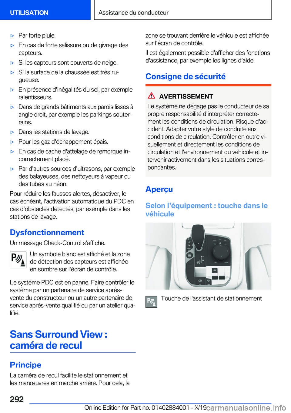 BMW X7 2020  Notices Demploi (in French) 'x�P�a�r��f�o�r�t�e��p�l�u�i�e�.'x�E�n��c�a�s��d�e��f�o�r�t�e��s�a�l�i�s�s�u�r�e��o�u��d�e��g�i�v�r�a�g�e��d�e�s�c�a�p�t�e�u�r�s�.'x�S�i��l�e�s��c�a�p�t�e�u�r�s��s�o�n�t��c�o