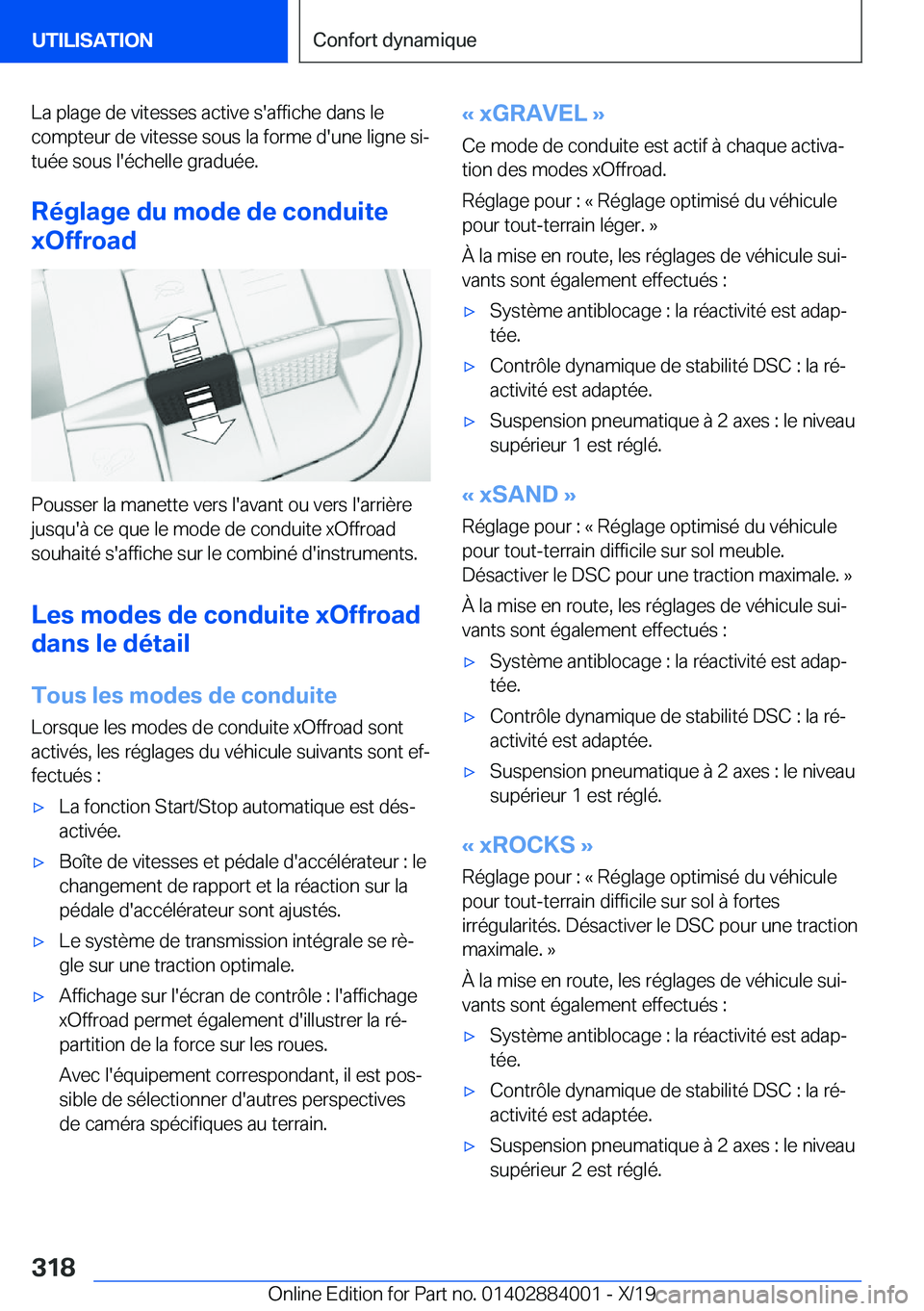 BMW X7 2020  Notices Demploi (in French) �L�a��p�l�a�g�e��d�e��v�i�t�e�s�s�e�s��a�c�t�i�v�e��s�'�a�f�f�i�c�h�e��d�a�n�s��l�e
�c�o�m�p�t�e�u�r��d�e��v�i�t�e�s�s�e��s�o�u�s��l�a��f�o�r�m�e��d�'�u�n�e��l�i�g�n�e��s�ij
�t