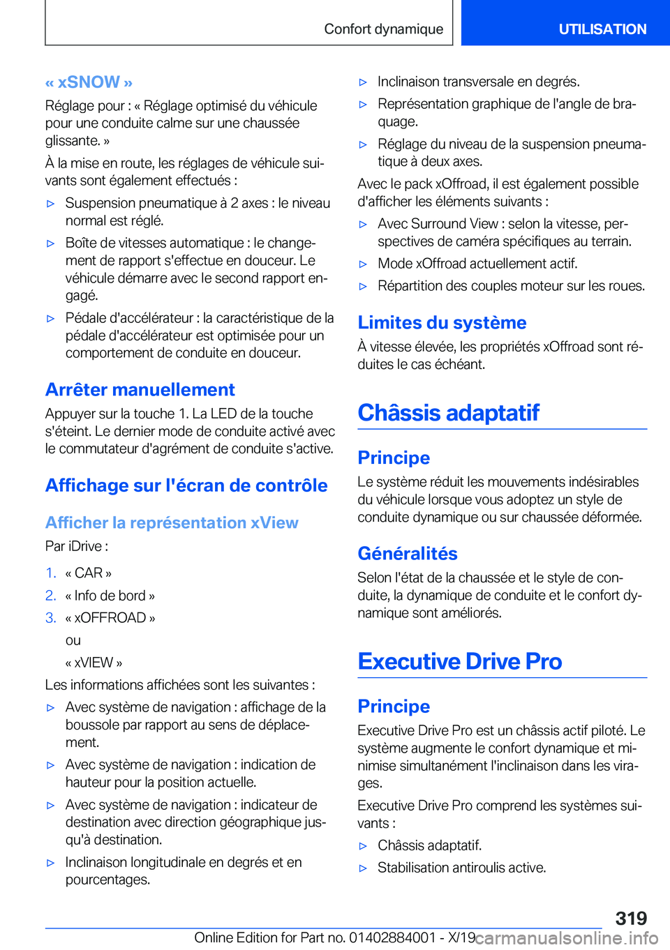 BMW X7 2020  Notices Demploi (in French) �k��x�S�N�O�W��{
�R�é�g�l�a�g�e��p�o�u�r��:��k��R�é�g�l�a�g�e��o�p�t�i�m�i�s�é��d�u��v�é�h�i�c�u�l�e �p�o�u�r��u�n�e��c�o�n�d�u�i�t�e��c�a�l�m�e��s�u�r��u�n�e��c�h�a�u�s�s�é�e
�g�l