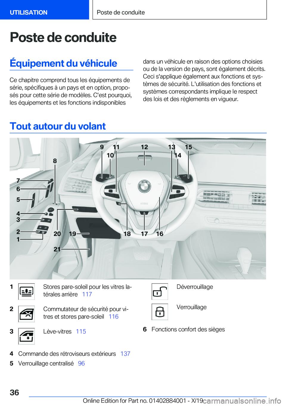 BMW X7 2020  Notices Demploi (in French) �P�o�s�t�e��d�e��c�o�n�d�u�i�t�e�