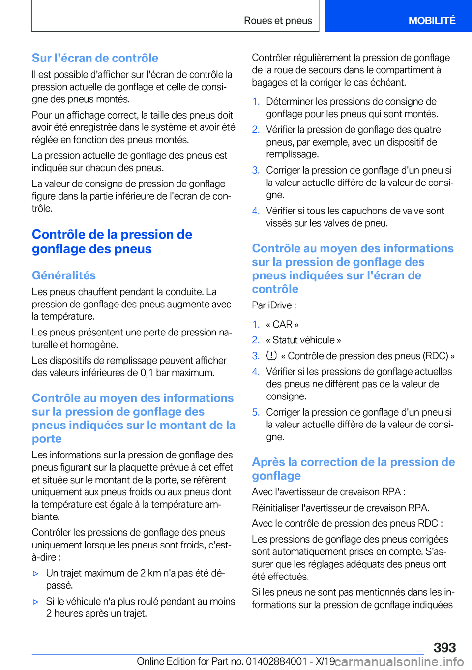 BMW X7 2020  Notices Demploi (in French) �S�u�r��l�'�é�c�r�a�n��d�e��c�o�n�t�r�