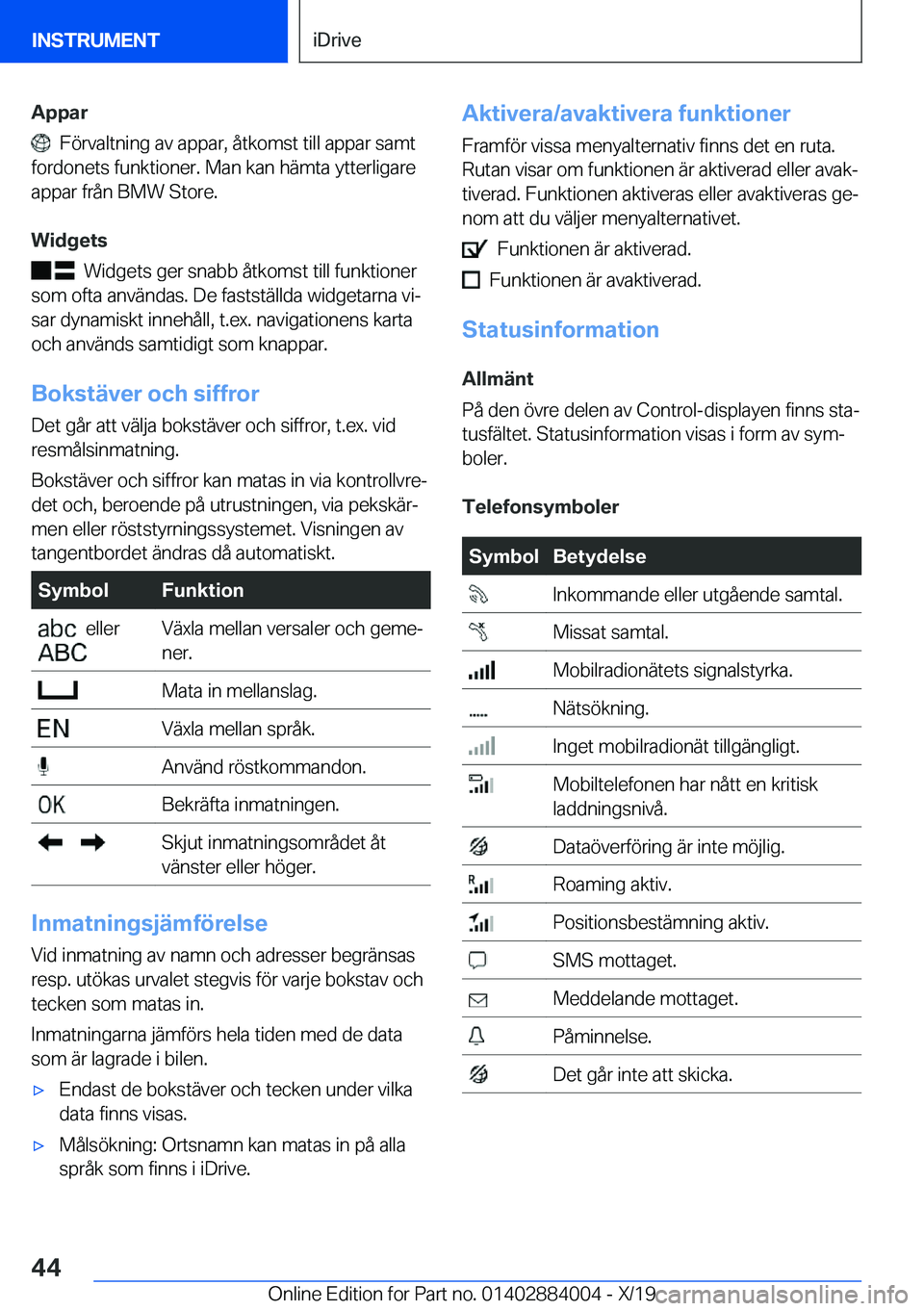BMW X7 2020  InstruktionsbÖcker (in Swedish) �A�p�p�a�r
���F�