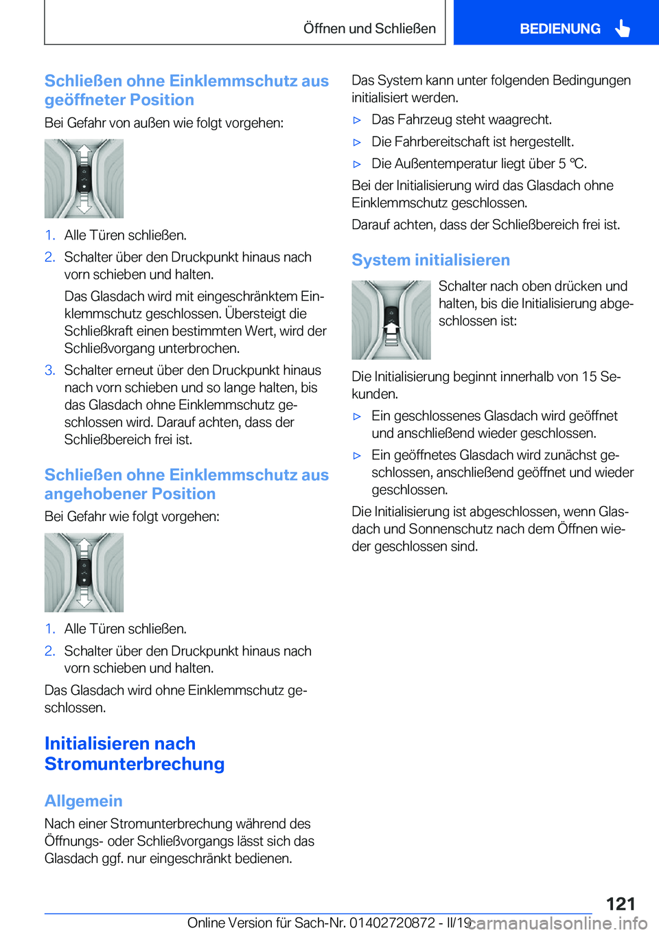 BMW X7 2019  Betriebsanleitungen (in German) �S�c�h�l�i�e�