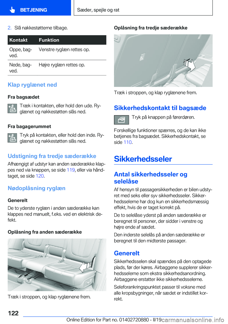 BMW X7 2019  InstruktionsbØger (in Danish) �2�.�S�l�å��n�a�k�k�e�s�t�
