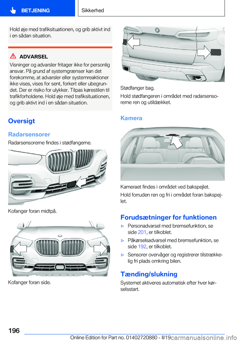 BMW X7 2019  InstruktionsbØger (in Danish) �H�o�l�d��