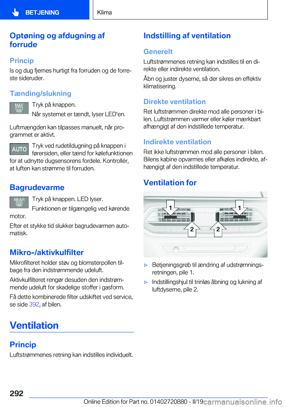 BMW X7 2019  InstruktionsbØger (in Danish) �O�p�t�
