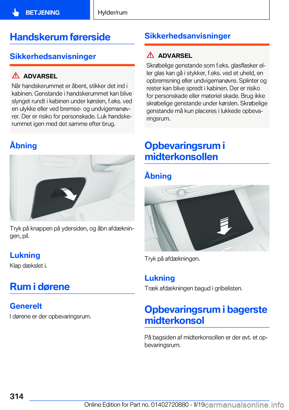 BMW X7 2019  InstruktionsbØger (in Danish) �H�a�n�d�s�k�e�r�u�m��f�