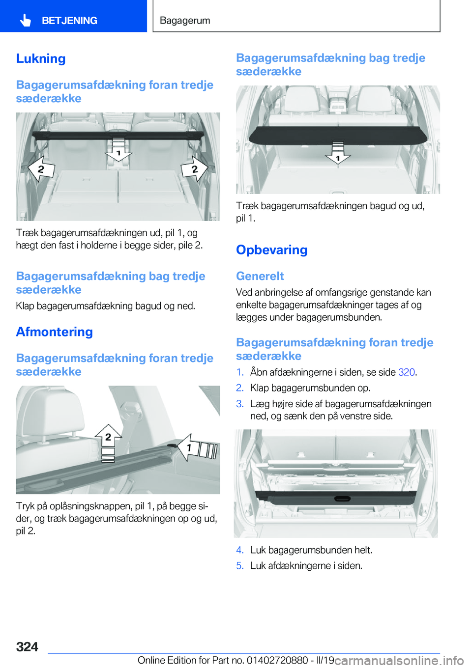 BMW X7 2019  InstruktionsbØger (in Danish) �L�u�k�n�i�n�g�B�a�g�a�g�e�r�u�m�s�a�f�d�æ�k�n�i�n�g��f�o�r�a�n��t�r�e�d�j�e
�s�æ�d�e�r�æ�k�k�e
�T�r�æ�k��b�a�g�a�g�e�r�u�m�s�a�f�d�æ�k�n�i�n�g�e�n��u�d�,��p�i�l��1�,��o�g �h�æ�g�t��d�e�