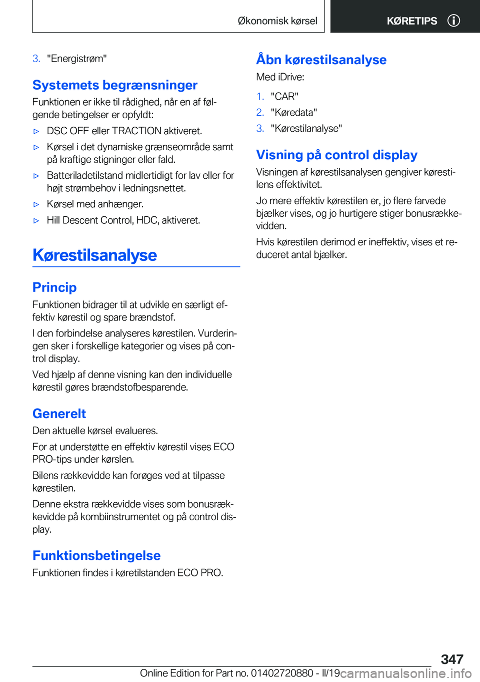 BMW X7 2019  InstruktionsbØger (in Danish) �3�.��E�n�e�r�g�i�s�t�r�