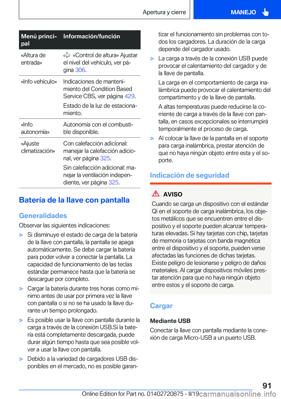 BMW X7 2019  Manuales de Empleo (in Spanish) �M�e�n�