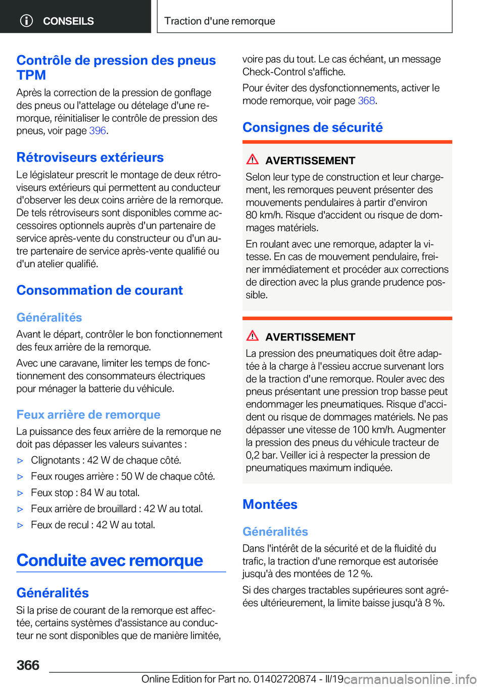 BMW X7 2019  Notices Demploi (in French) �C�o�n�t�r�