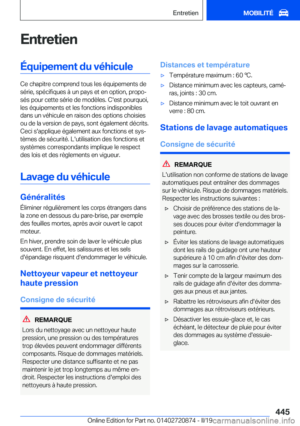 BMW X7 2019  Notices Demploi (in French) �E�n�t�r�e�t�i�e�n�