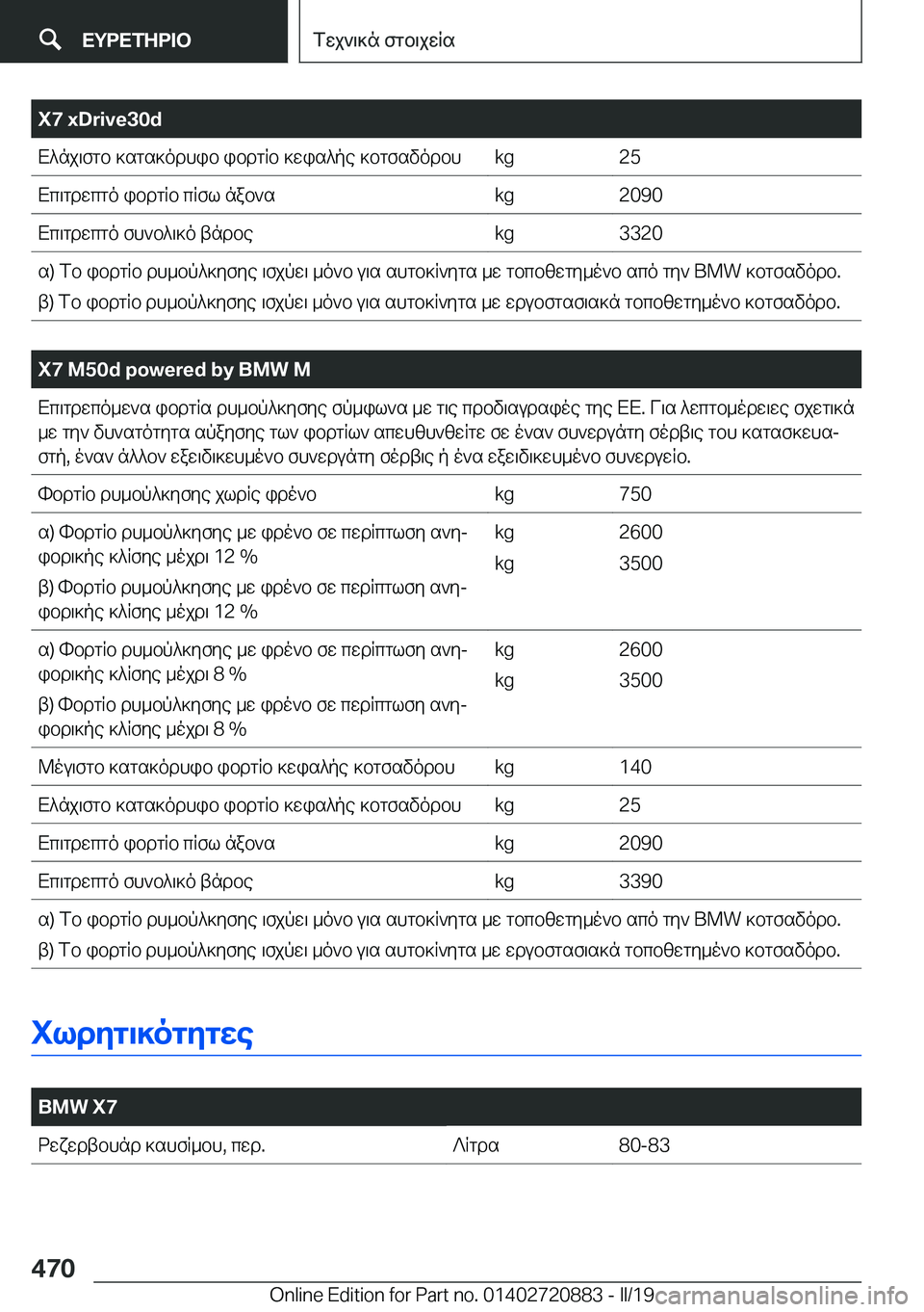 BMW X7 2019  ΟΔΗΓΌΣ ΧΡΉΣΗΣ (in Greek) �X�7��x�D�r�i�v�e�3�0�dX^nj\fgb�]sgs]odhib�ibdgRb�]wis^pe�]bgfsvodbh�k�g�2�5Xc\gdwcgo�ibdgRb�cRfl�nab`s�k�g�2�0�9�0Xc\gdw