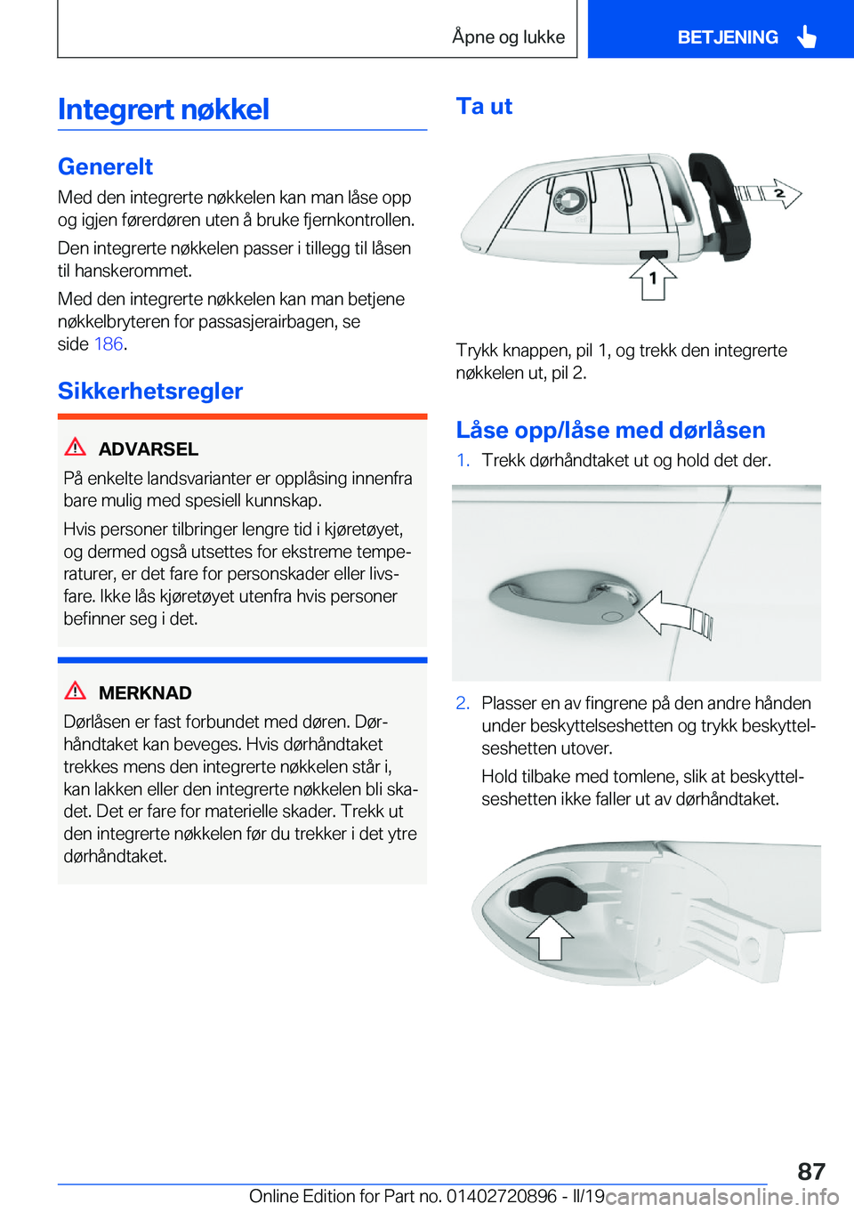 BMW X7 2019  InstruksjonsbØker (in Norwegian) �I�n�t�e�g�r�e�r�t��n�